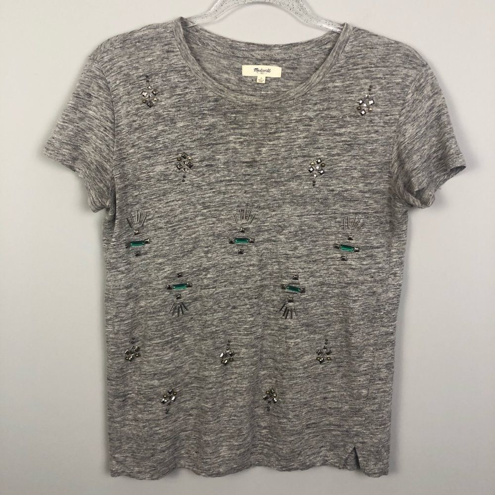 MADEWELL | Short Sleeve Gray Embellished Tee Small